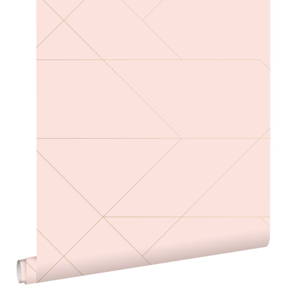 Kinderkamerbehang Grafische Lijnen – Roze en Goud