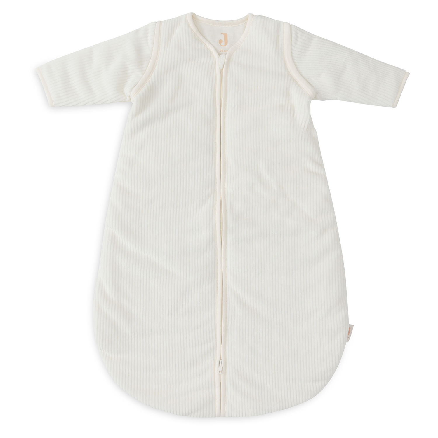Baby slaapzak – Afritsbare Mouw – Velvet Rib – Ivory – 60cm
