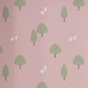 Kinderkamerbehang Happy Bunnies – Roze